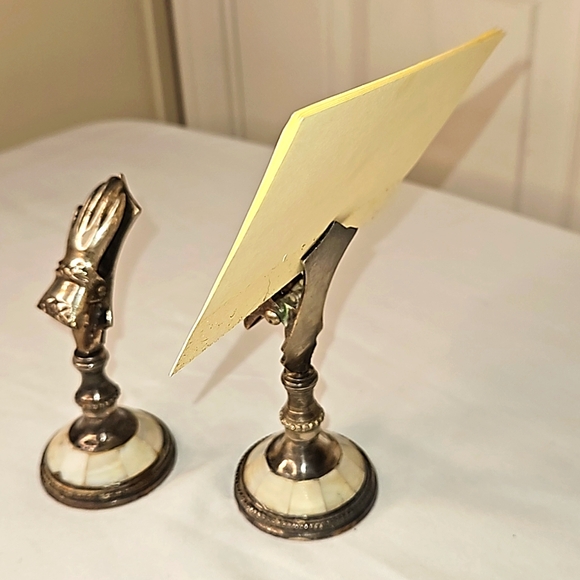 Vintage Letter Hand Note Clip Silver Plate Mother of Pearl Paris 1889 Berkeley - Picture 12 of 12